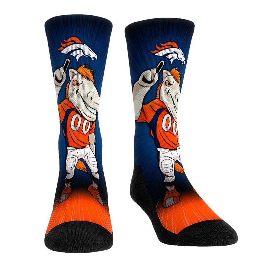 Rock Em Socks Denver Broncos Mascot Pump Up Crew Socks