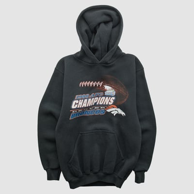 Super Bowl XXXIII Logo 7 1998 Hooded Pullover Sweatshirt - Black - Yth L by Fanatics Real Vintage