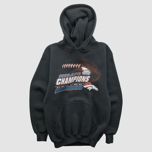 Super Bowl XXXIII Logo 7 1998 Hooded Pullover Sweatshirt - Black - Yth L by Fanatics Real Vintage