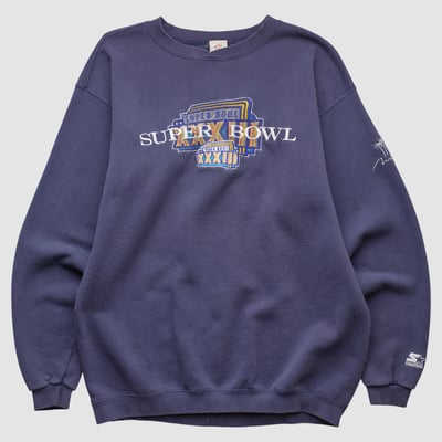 Super Bowl XXXIII Starter 1999 Pullover Sweatshirt - Navy - L by Fanatics Real Vintage