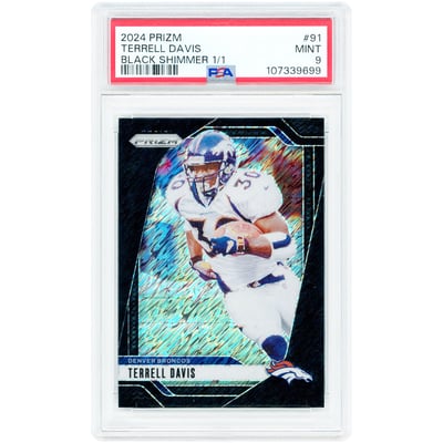 Terrell Davis Denver Broncos 2024 Panini Prizm Black Shimmer Prizm #91 #1/1 PSA Authenticated 9 Card
