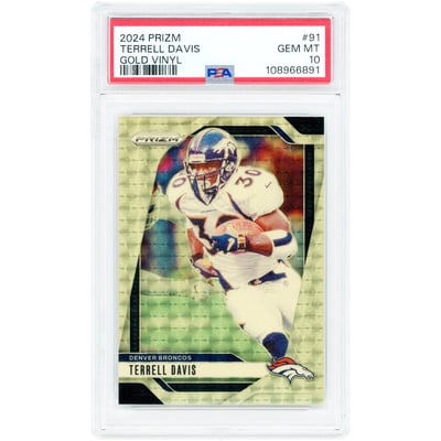 Terrell Davis Denver Broncos 2024 Panini Prizm Gold Vinyl Prizm #91 #2/5 PSA Authenticated 10 Card