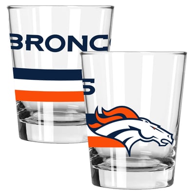 Denver Broncos The Memory Company Two-Piece 15oz. Big Stripes Double Old Fashioned Glass Set