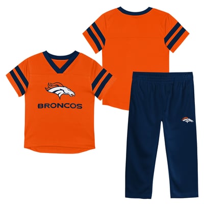 Denver Broncos Outerstuff Toddler Red Zone Jersey Top & Pants Set - Orange/Navy
