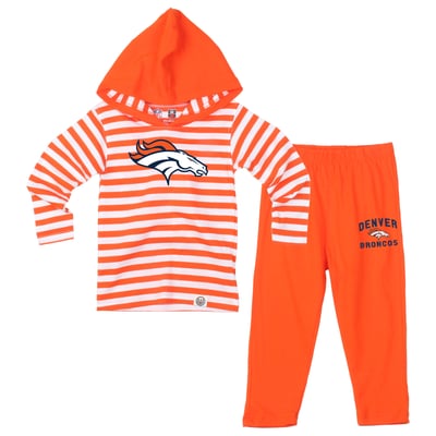  Denver Broncos Wes & Willy Toddler Stripe Hooded Long Sleeve and Pant Set - Orange