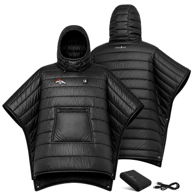 Denver Broncos ActionHeat Battery Heated Poncho - Black