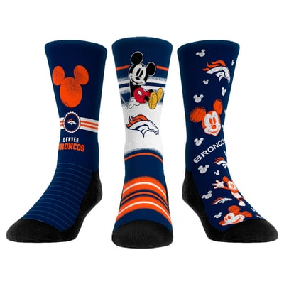  Denver Broncos Rock Em Unisex Disney Three-Pack Crew Socks Set - 