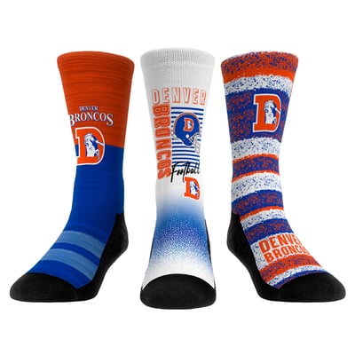  Denver Broncos Rock Em Unisex Throwback Three-Pack Crew Sock Set - 