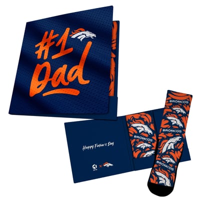  Denver Broncos Rock Em Unisex #1 Dad Gift Card Socks - Navy