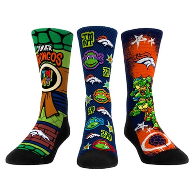  Denver Broncos Rock Em Unisex TMNT Three-Pack Crew Sock Set - Navy