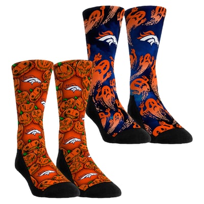 Denver Broncos Rock Em Unisex Halloween Crew Socks 2-Pack Set - Orange