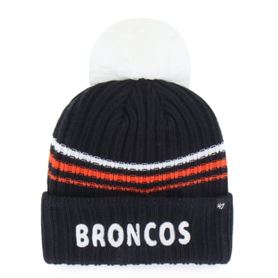  Denver Broncos '47 Women's Fuzzy Script Cuffed Knit Hat with Pom - Navy