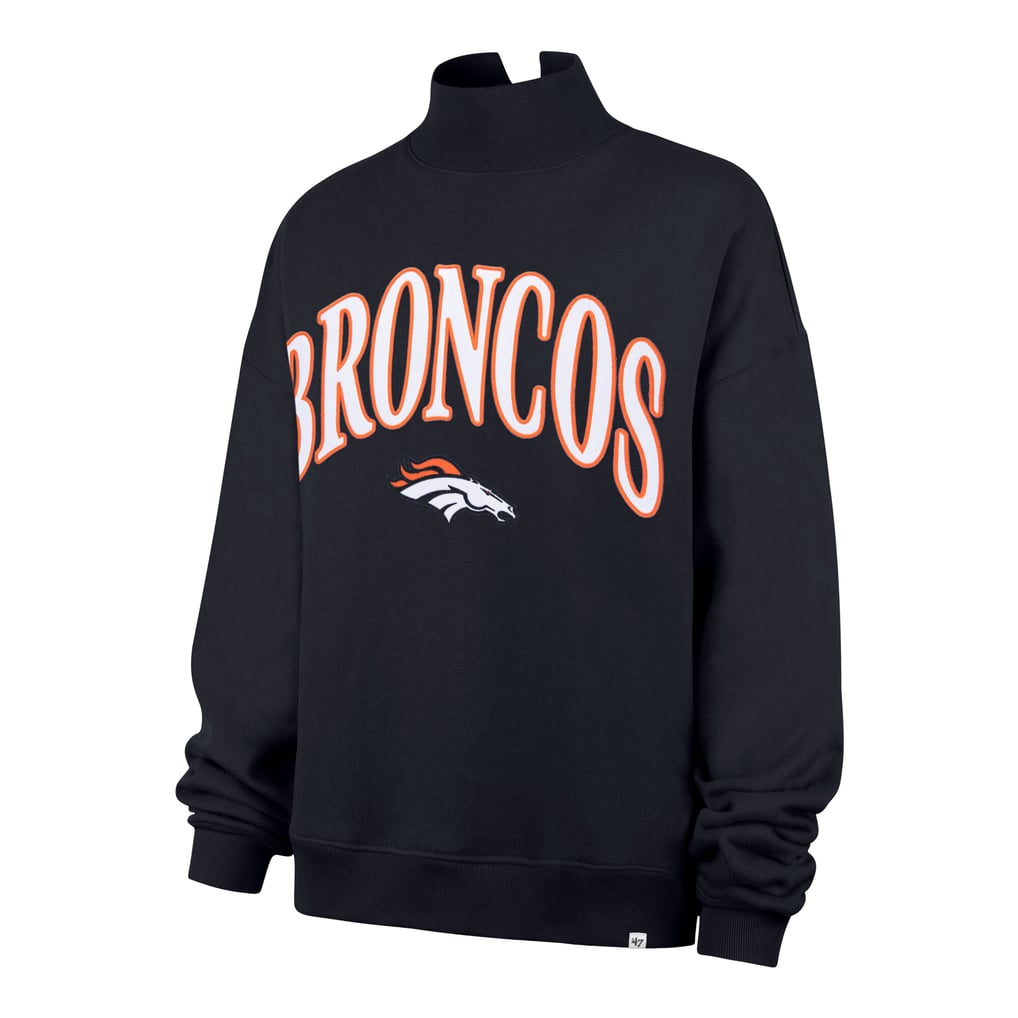 Women's '47 Navy Denver Broncos Oversized Vantage Mock Neck Sweatshirt