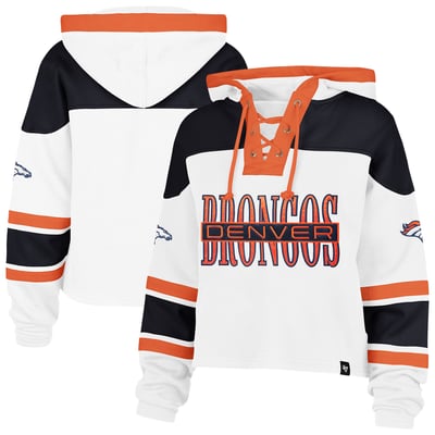 Denver Broncos '47 Women's Cut Thru Superior Lacer Hoodie - White