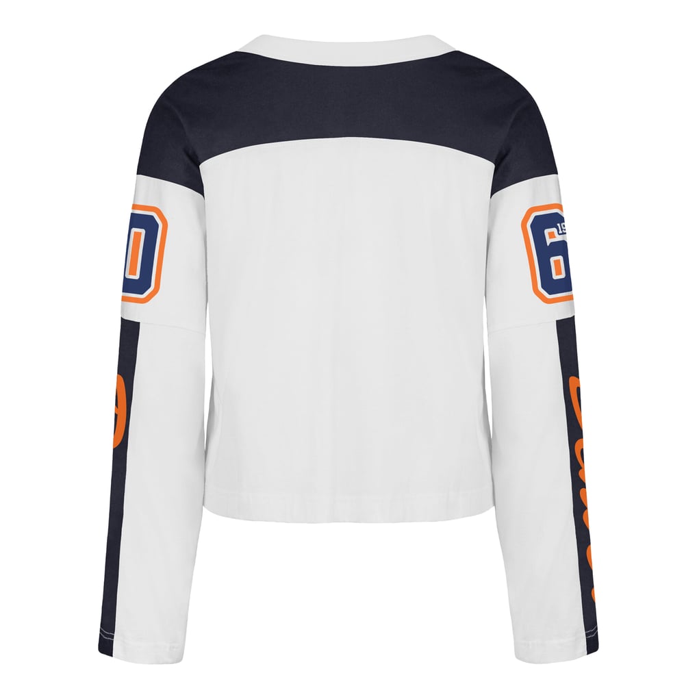 Women's '47  White Denver Broncos Exclamation Metro V-Neck Long Sleeve Jersey T-Shirt