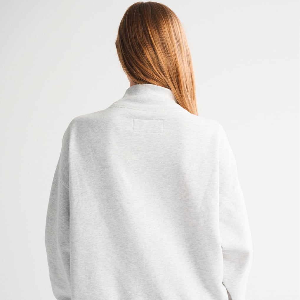 Women's Abercrombie & Fitch Heather Gray Denver Broncos Sunday Oversized Funnel Neck Sweatshirt