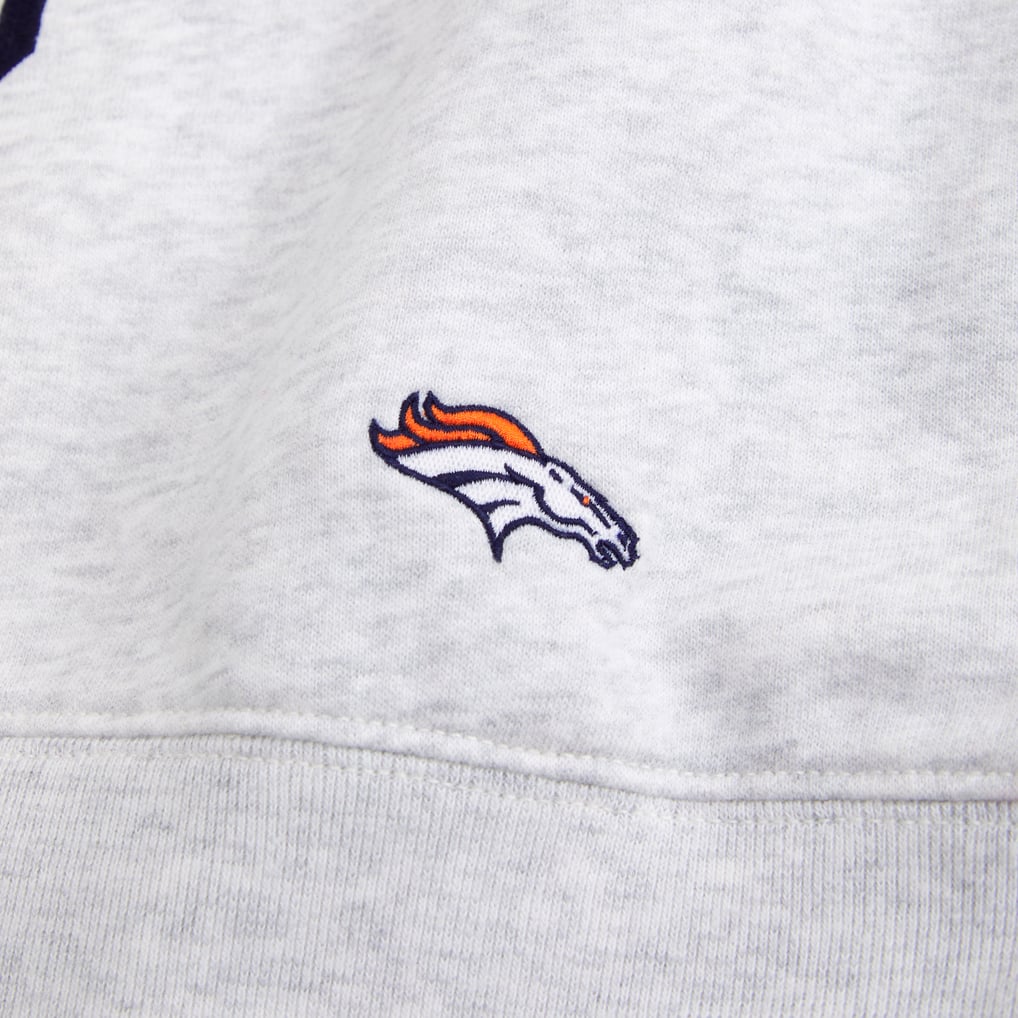 Women's Abercrombie & Fitch Heather Gray Denver Broncos Sunday Oversized Funnel Neck Sweatshirt