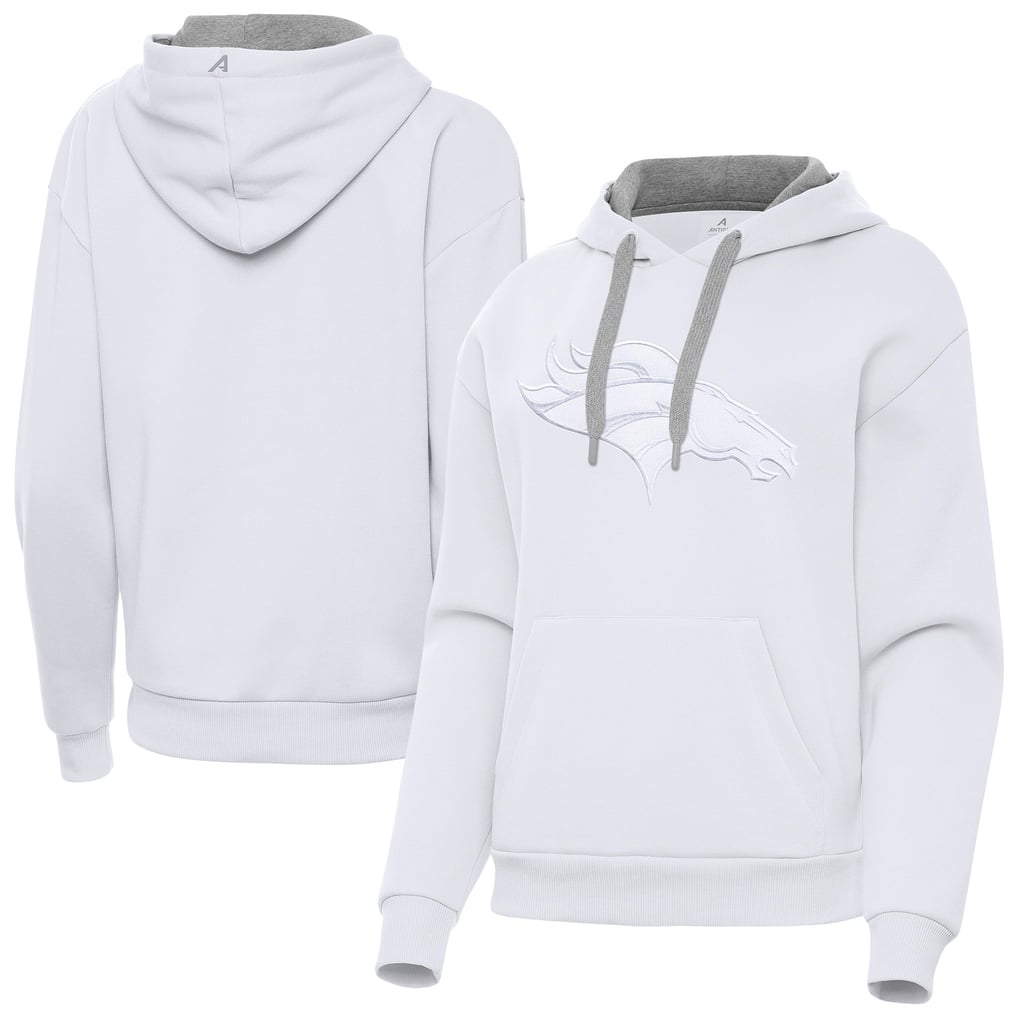  Denver Broncos Antigua Women's Victory Pullover Hoodie - White