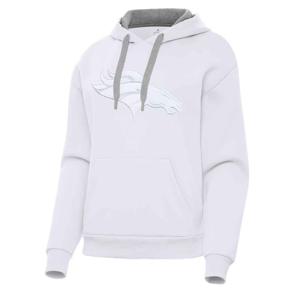  Denver Broncos Antigua Women's Victory Pullover Hoodie - White