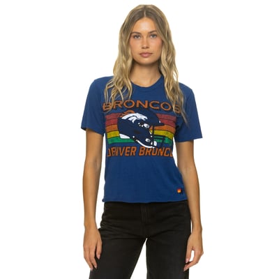 Denver Broncos Aviator Nation Women's Boxy Boyfriend Tri-Blend T-Shirt - Navy