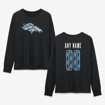 Denver Broncos Women's Forged Mascot Personalized Name & Number Long Sleeve T-Shirt - Black