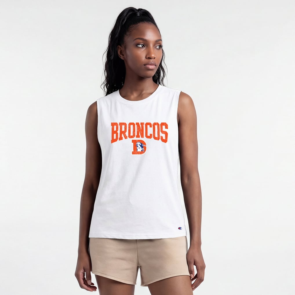 Women's Champion  White Denver Broncos Muscle Tank Top