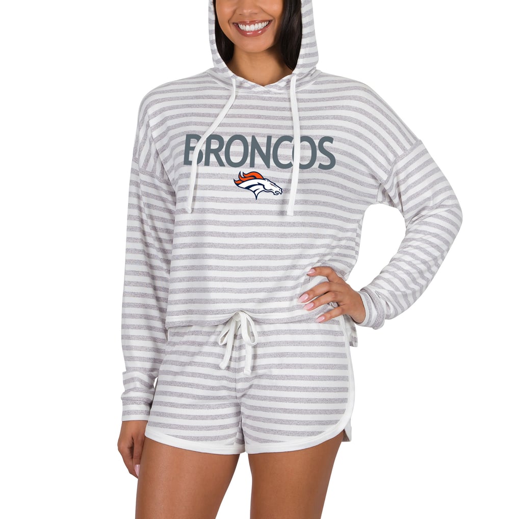 Women's Concepts Sport Cream Denver Broncos Visibility Long Sleeve Hoodie Top & Shorts Set