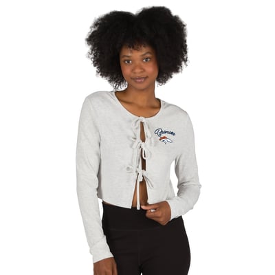 Denver Broncos Concepts Sport Women's Fray Knit Long-Sleeve Tie Front Top - Gray