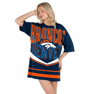 Denver Broncos Concepts Sport Women's Mosaic Knit Nightdress - Navy