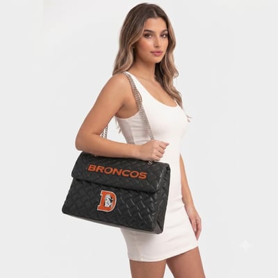 Denver Broncos Cuce Women's Vegan Leather Oversized Tote Bag - Black