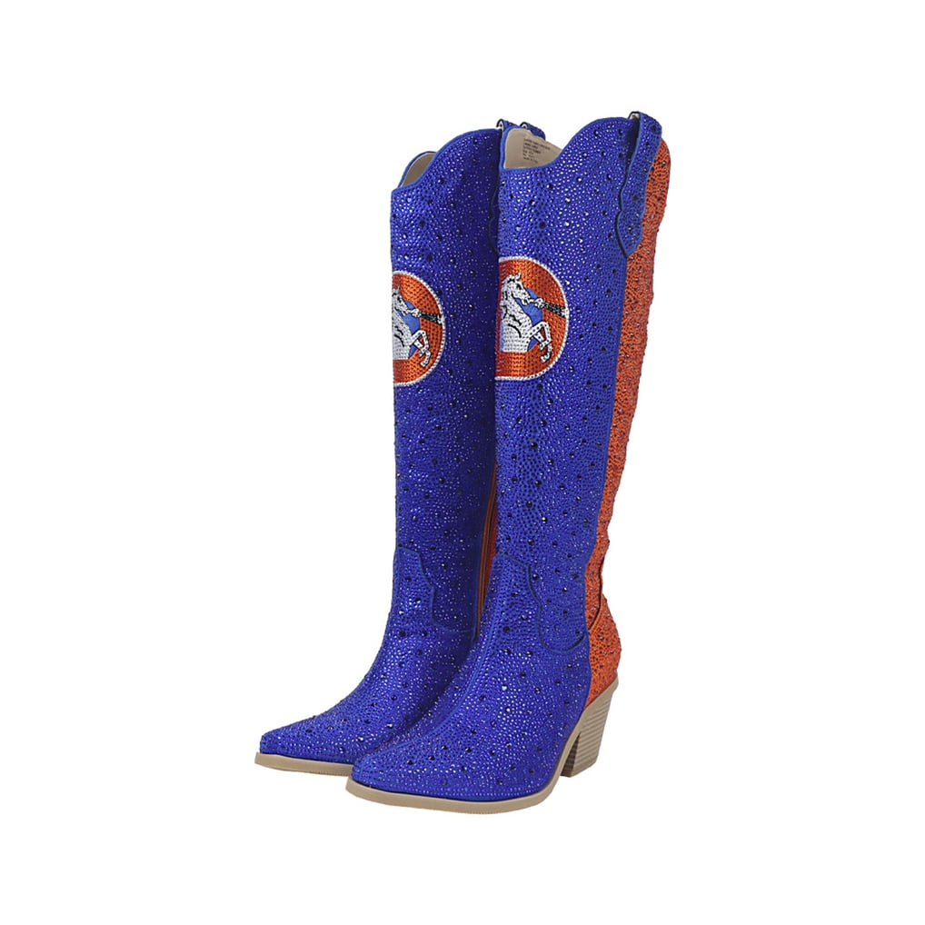 Women's Cuce  Blue/Orange Denver Broncos Two-Tone Crystal Cowboy Boot