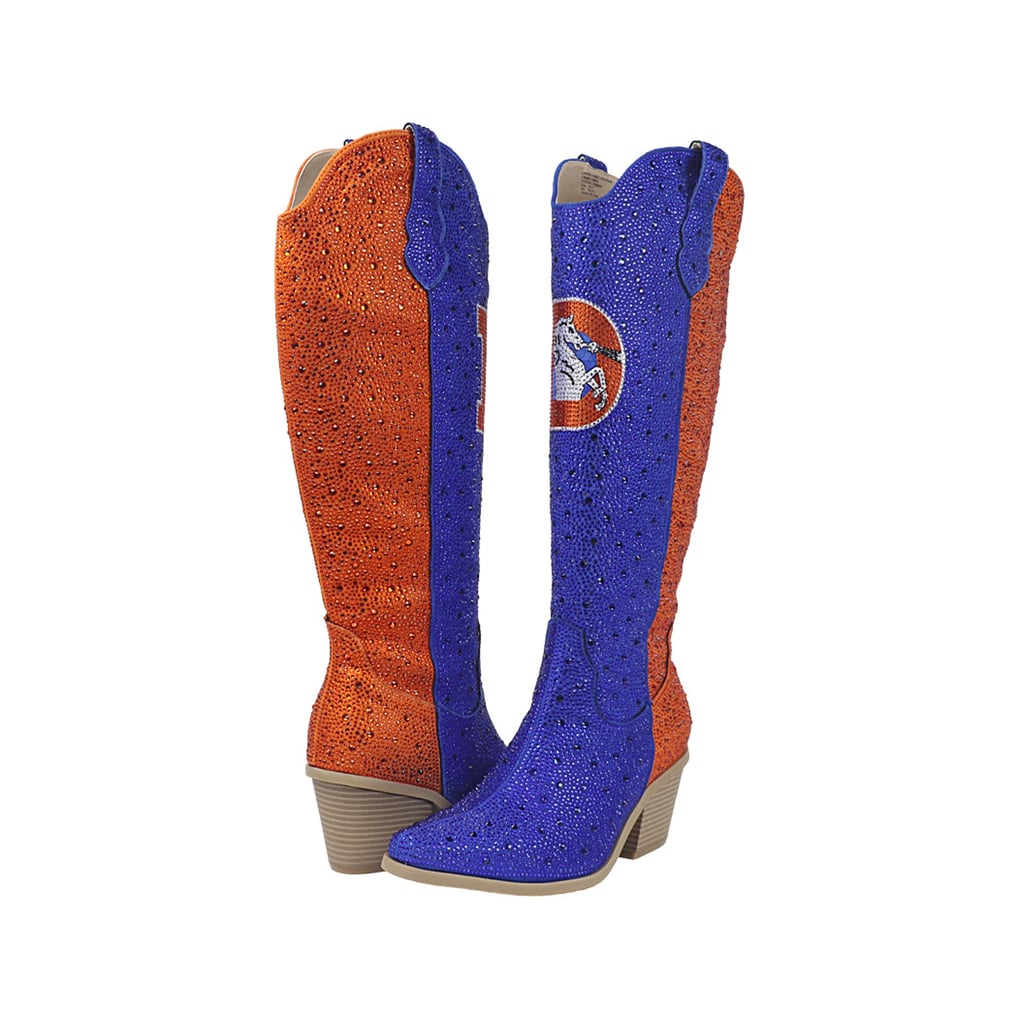 Women's Cuce  Blue/Orange Denver Broncos Two-Tone Crystal Cowboy Boot