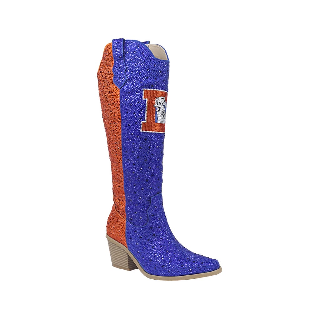 Women's Cuce  Blue/Orange Denver Broncos Two-Tone Crystal Cowboy Boot
