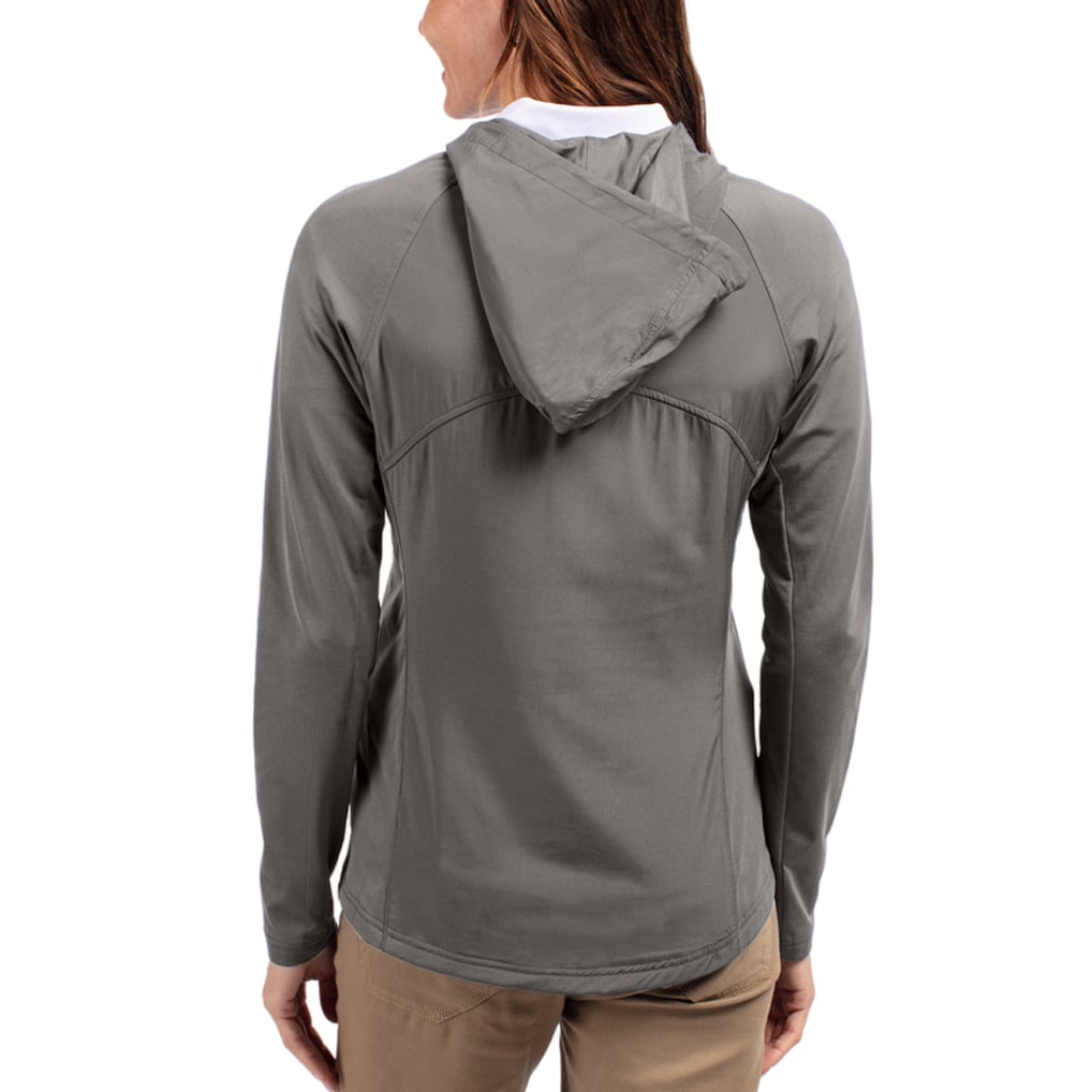 Women's Cutter & Buck Gray Denver Broncos Adapt Eco Knit Hybrid Recycled Raglan Full-Zip Hoodie Jacket