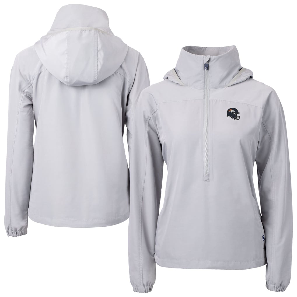 Women's Cutter & Buck Gray Denver Broncos  Charter Eco Recycled Half-Zip Hooded Anorak Jacket