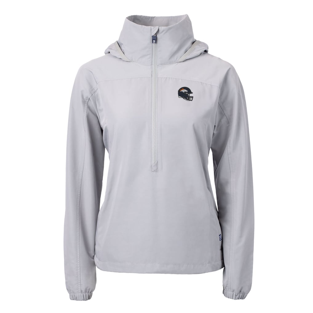 Women's Cutter & Buck Gray Denver Broncos  Charter Eco Recycled Half-Zip Hooded Anorak Jacket