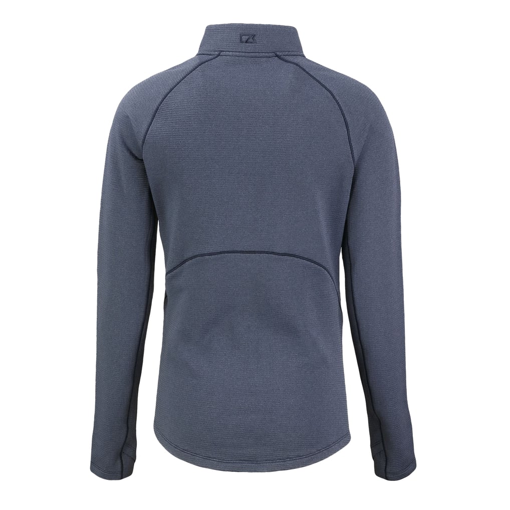 Women's Cutter & Buck Heather Navy Denver Broncos  Peshastin Eco Fleece Recycled Tri-Blend Raglan Half-Zip Jacket