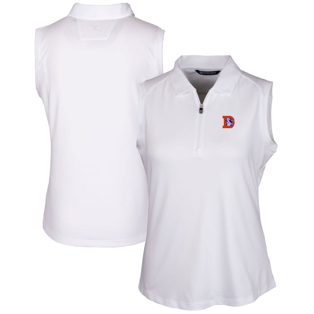 Women's Cutter & Buck White Denver Broncos Throwback Logo Forge Stretch Sleeveless Polo