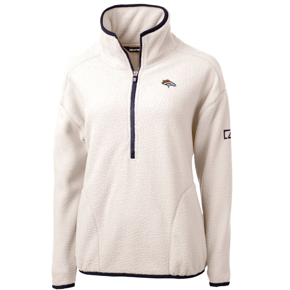 Denver Broncos Cutter & Buck Women's Cascade Eco Sherpa Fleece Half-Zip Pullover Jacket - White/Navy