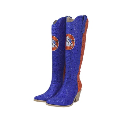  Denver Broncos FABGATING by Cuce Women's Two-Tone Crystal Cowboy Boot - Blue