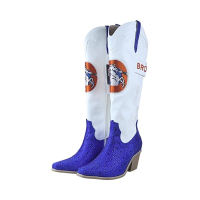  Denver Broncos FABGATING by Cuce Women's Crystal Cowboy Boots - White