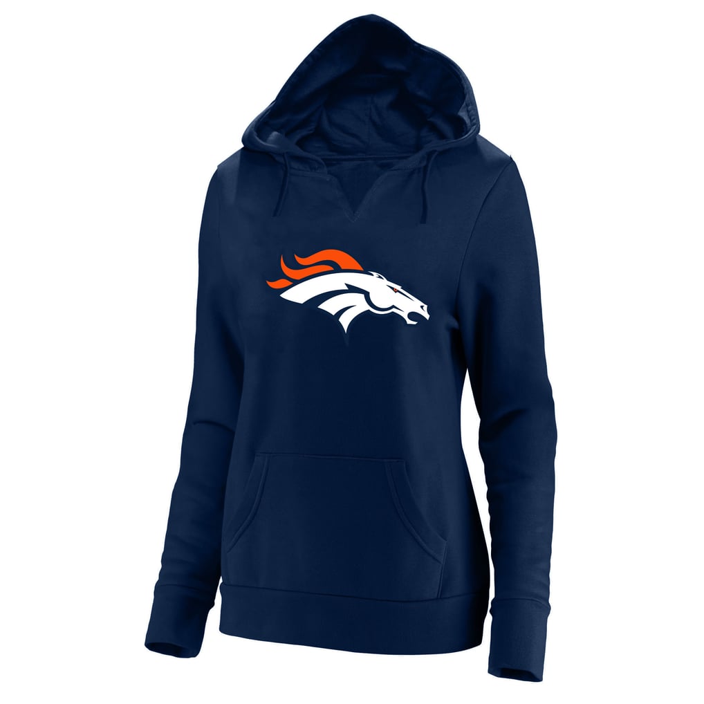 Women's Fanatics Bo Nix Navy Denver Broncos Plus Size Player Name & Number Notch Neck Hoodie