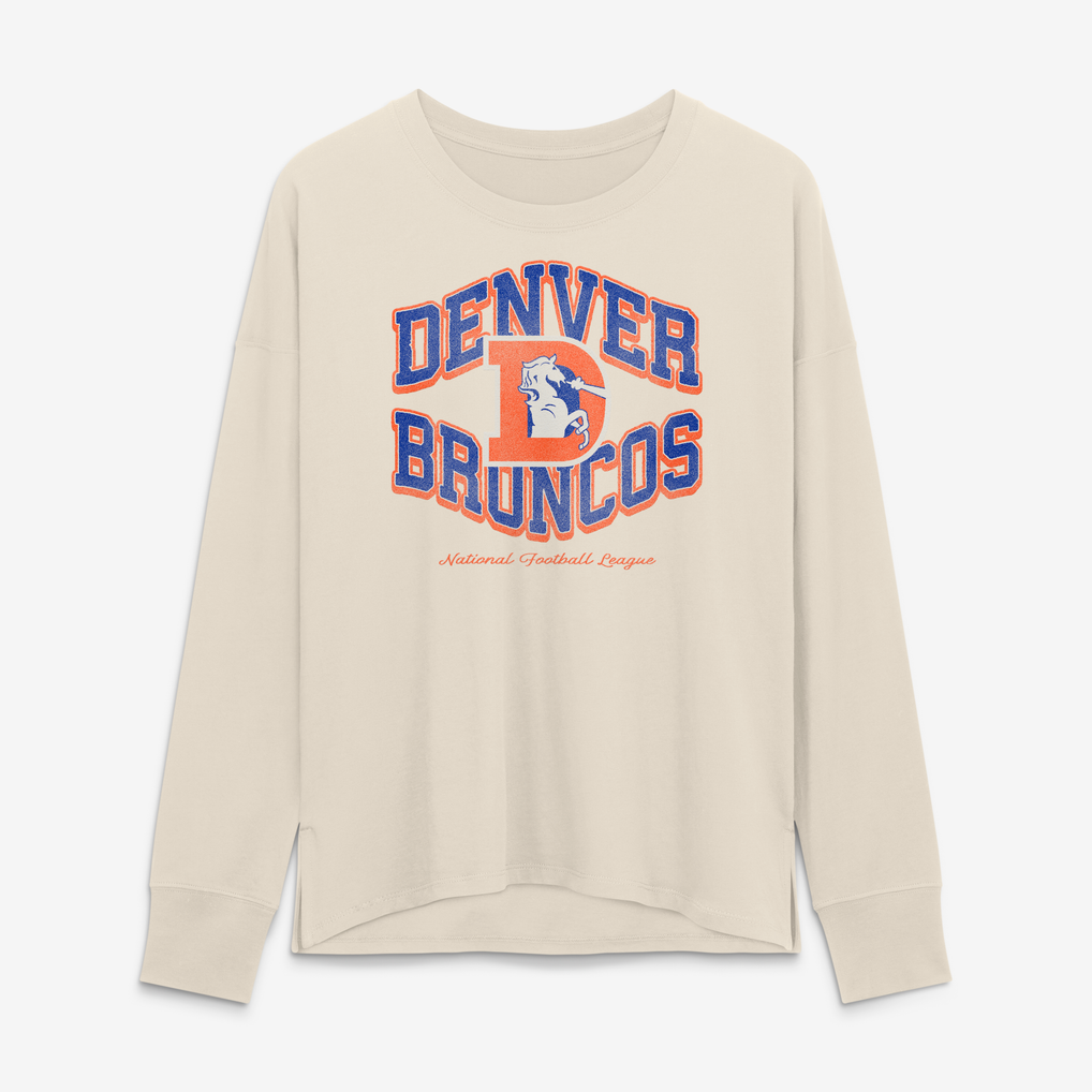 Women's Fanatics Cream Denver Broncos Heritage Legacy Long Sleeve T-Shirt