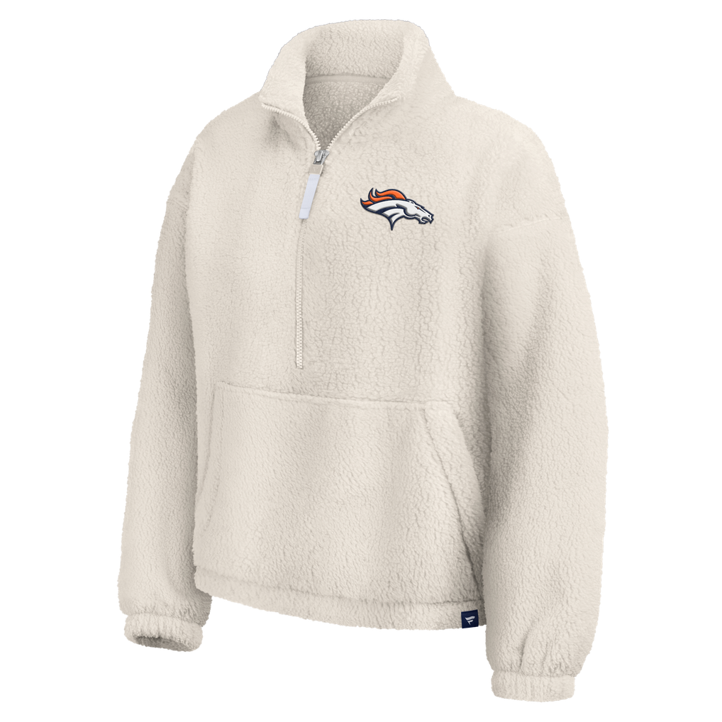 Women's Fanatics Cream Denver Broncos Oversized Breakout Sherpa Half ...