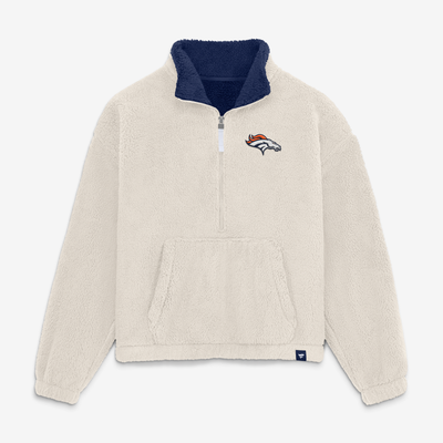 Denver Broncos Fanatics Women's Oversized Breakout Sherpa Half-Zip Pullover - Cream