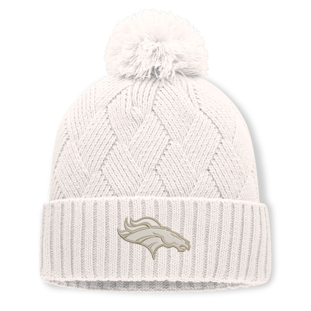 Women's Fanatics  Cream Denver Broncos Shift Cuffed Knit Hat with Pom