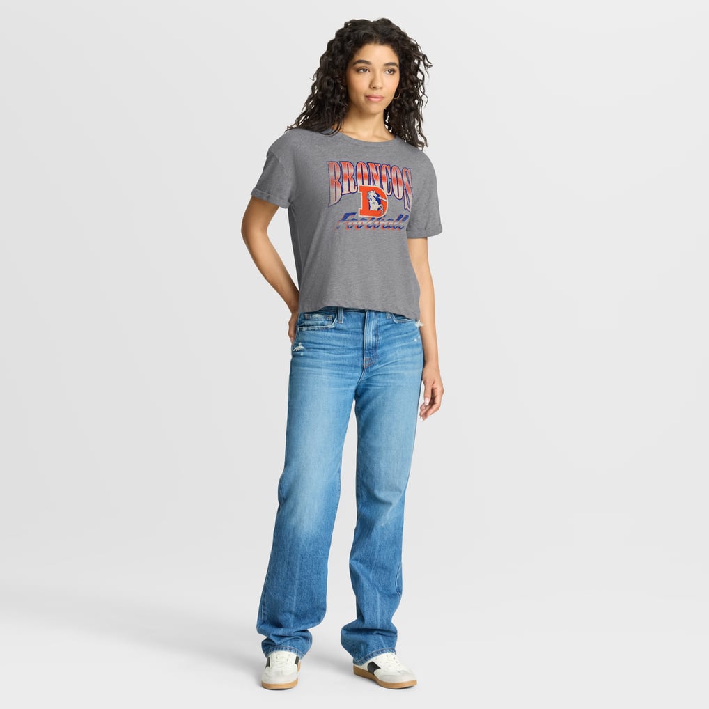 Women's Fanatics Heather Gray Denver Broncos Overplayed Tribute Tri-Blend Boxy T-Shirt