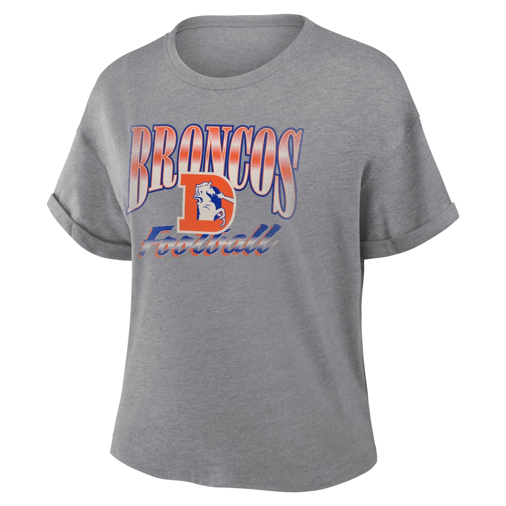 Women's Fanatics Heather Gray Denver Broncos Overplayed Tribute Tri-Blend Boxy T-Shirt