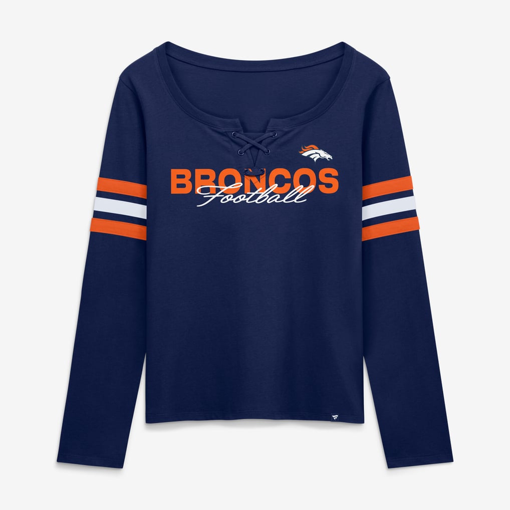 Women's Fanatics  Navy Denver Broncos Team First Coverage Scheme Lace-Up Long Sleeve T-Shirt
