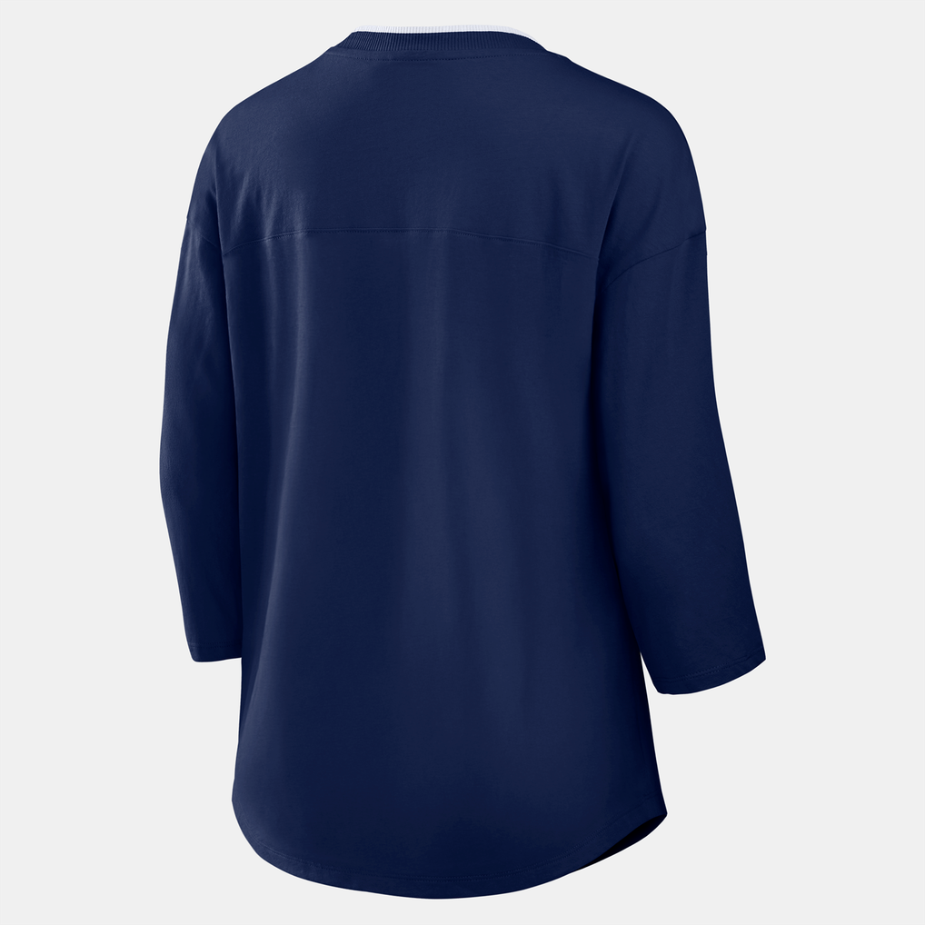 Women's Fanatics  Navy Denver Broncos Team First Deceptive Juke 3/4-Sleeve V-Neck T-Shirt